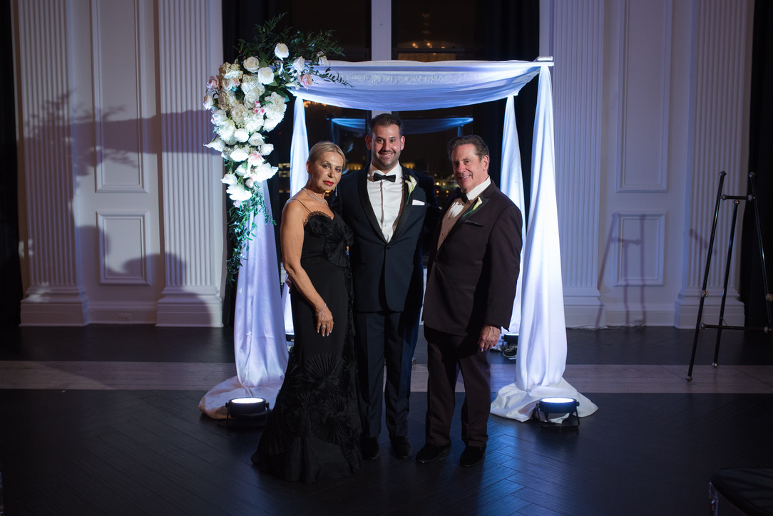 Alan Rhode with his mother and father on his wedding day