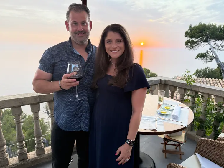 Alan and Jamie at sunset overlooking the sea