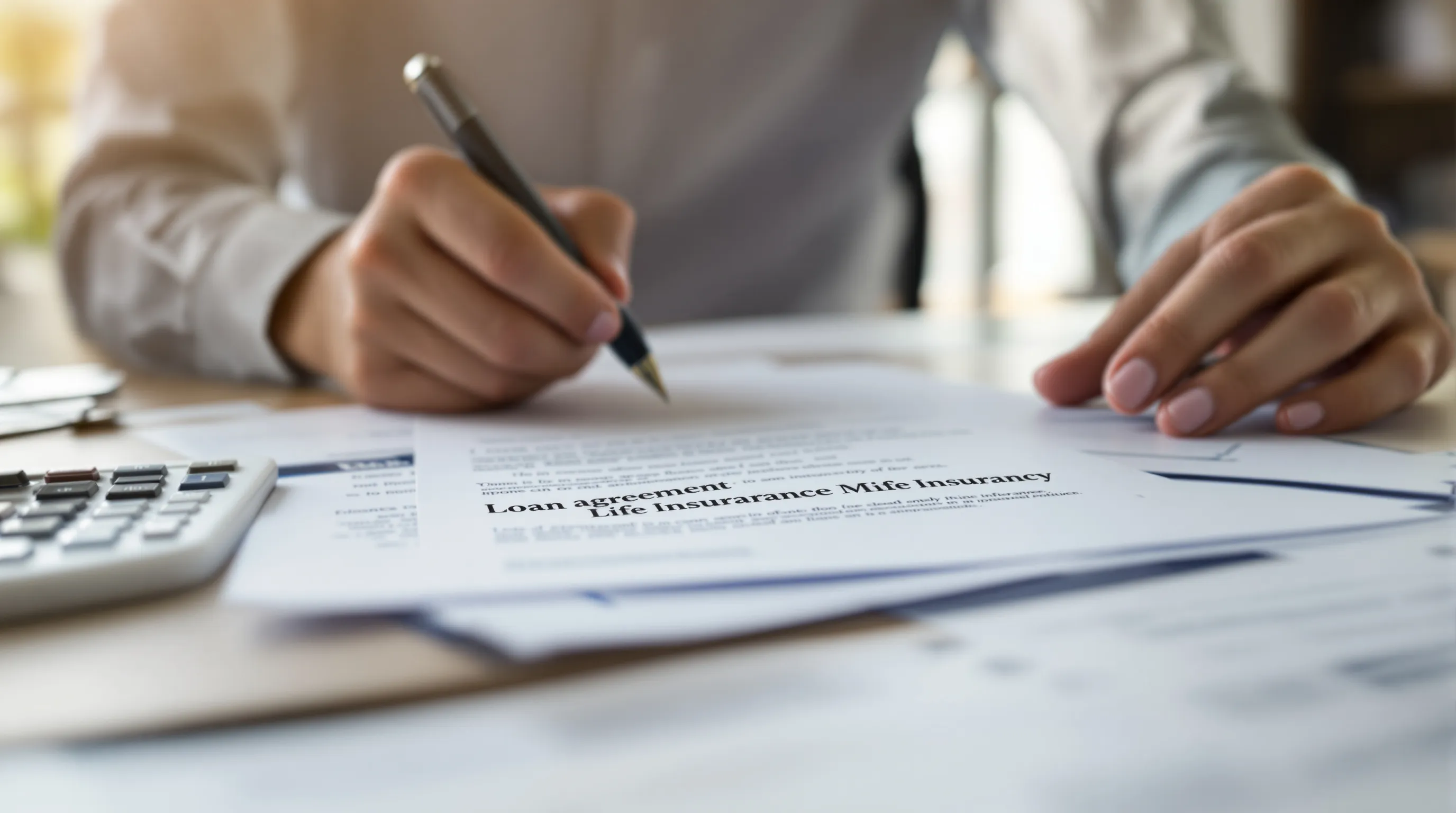 Business owner reviewing loan documents and life insurance paperwork showing personal guarantee coverage gap
